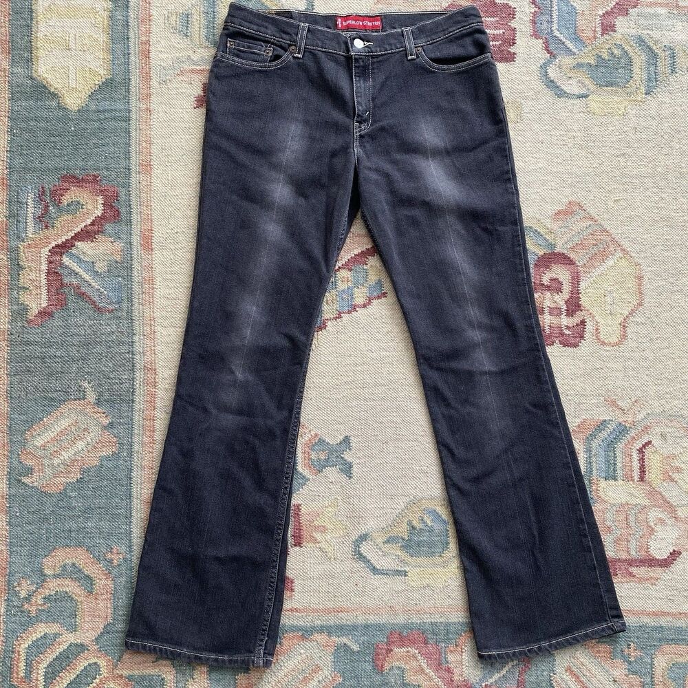 Y2K Levi’s Superlow Stretch Boot Cut Low Rise Jeans Black 32x32 Vintage 2002